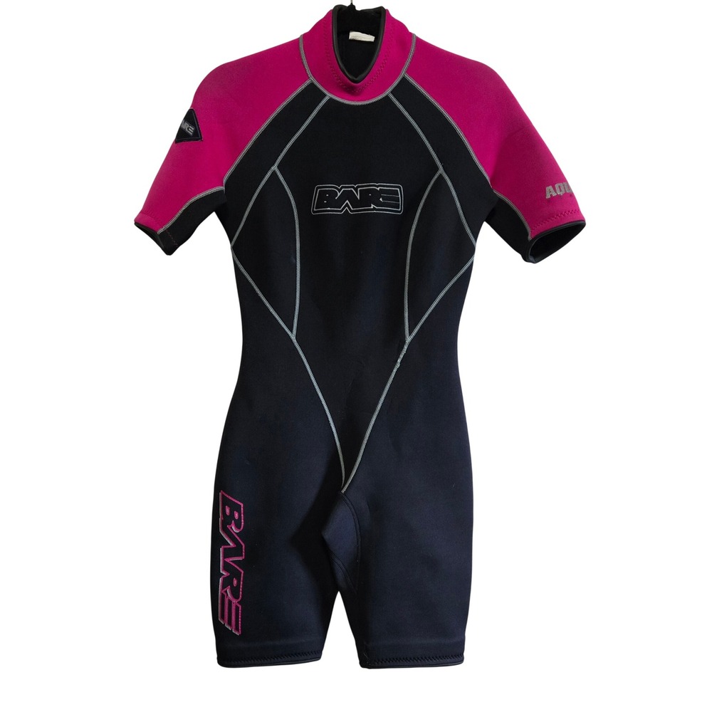 Bare Aqua-Lite Series Womens Shorty Wetsuit Black Pink Neoprene Springsuit 9/10
